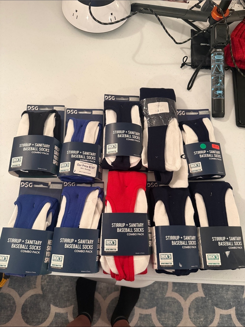 10 pack of misc baseball socks